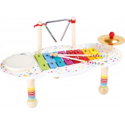 Dětská hudební souprava stolek, bílý s puntíky