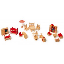 Dřevěný nábytek pro panenky, 22 dílů